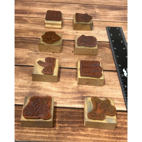 Vintage Stampin Up TAGS AND MORE Rubber Stamp Collection Wood Mounted Set Of 8 - Picture 6 of 6